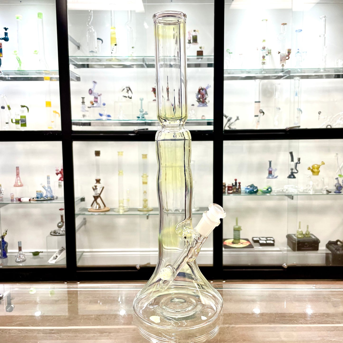 Mastah Glass Fumed 15" Hollow Foot Straight Tube w/ 18mm-14mm Stem