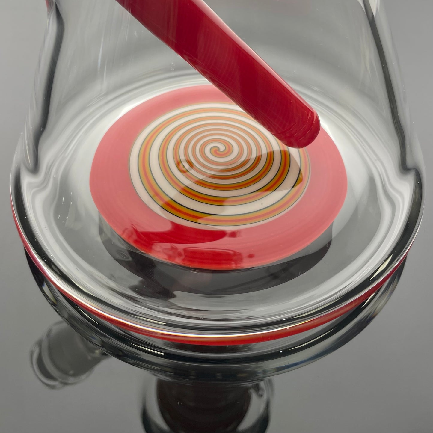 Full Zirkl Colour Accented Ball Beaker - Cherry & Line Work w/ Opals