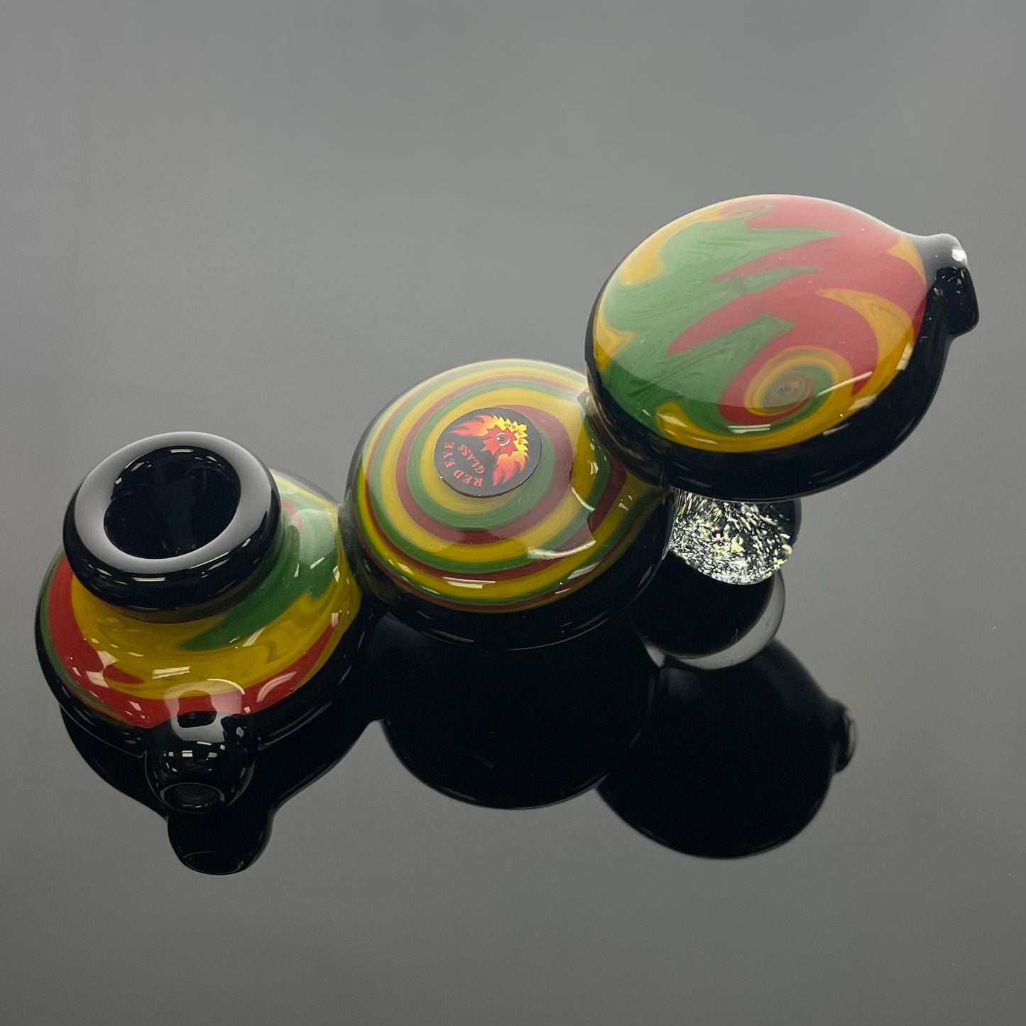 Red Eye Glass 4.5" Rasta Disc Hand Pipe