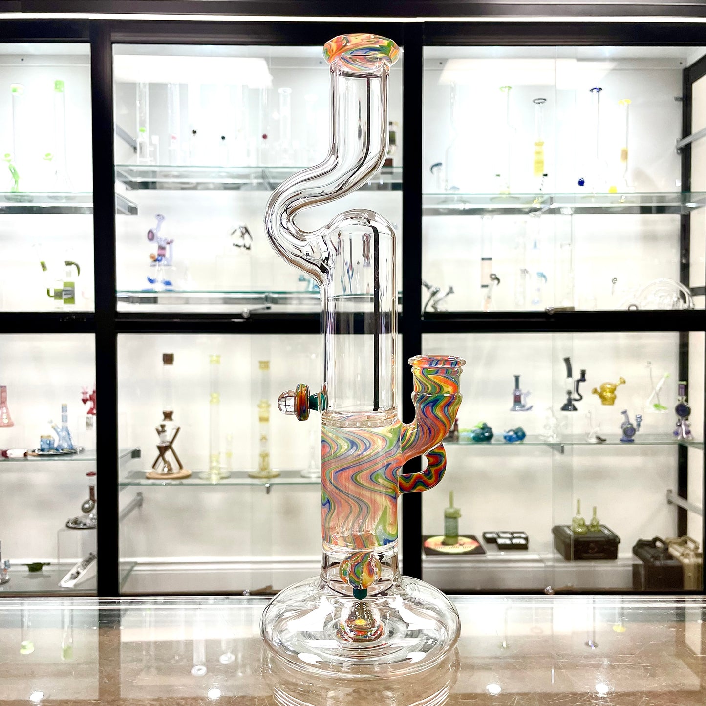 Blazed Worked Mini Pillar w/ Bent Neck & Hollow Foot - Wavy Gravy