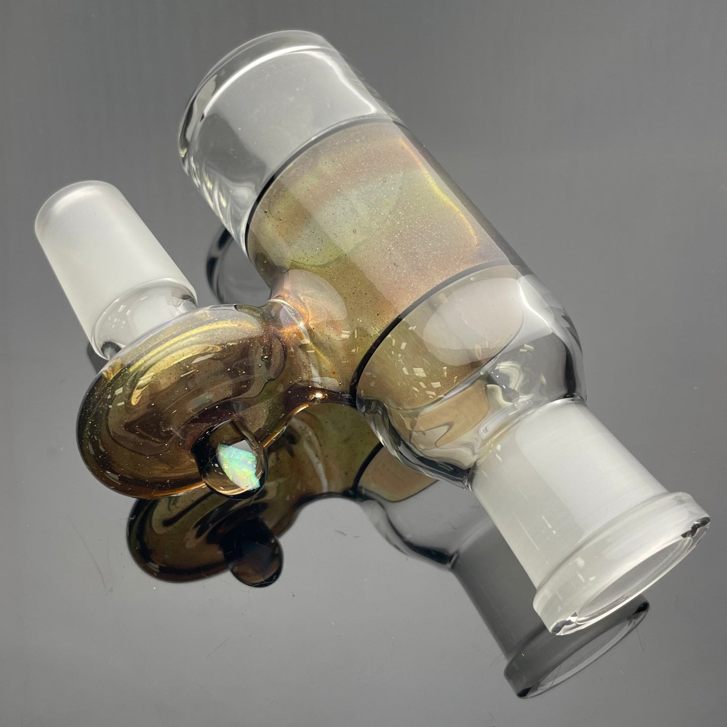 JHoney 18mm 90 Dry Ash Catcher - Biodiesel Sparkle w/ Opal