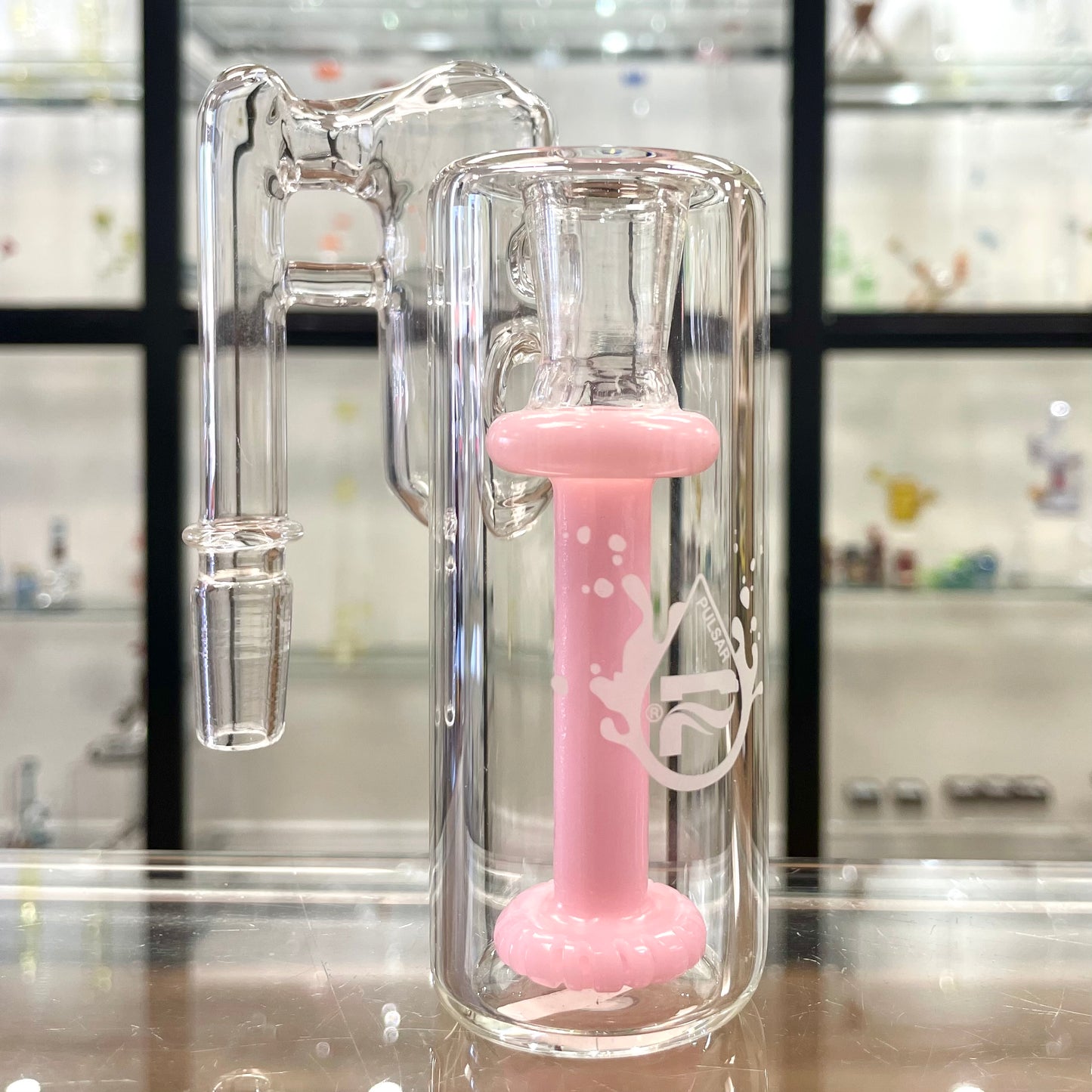 Pulsar 14mm 90 Degree Recycler Ash Catcher  - Milk Pink