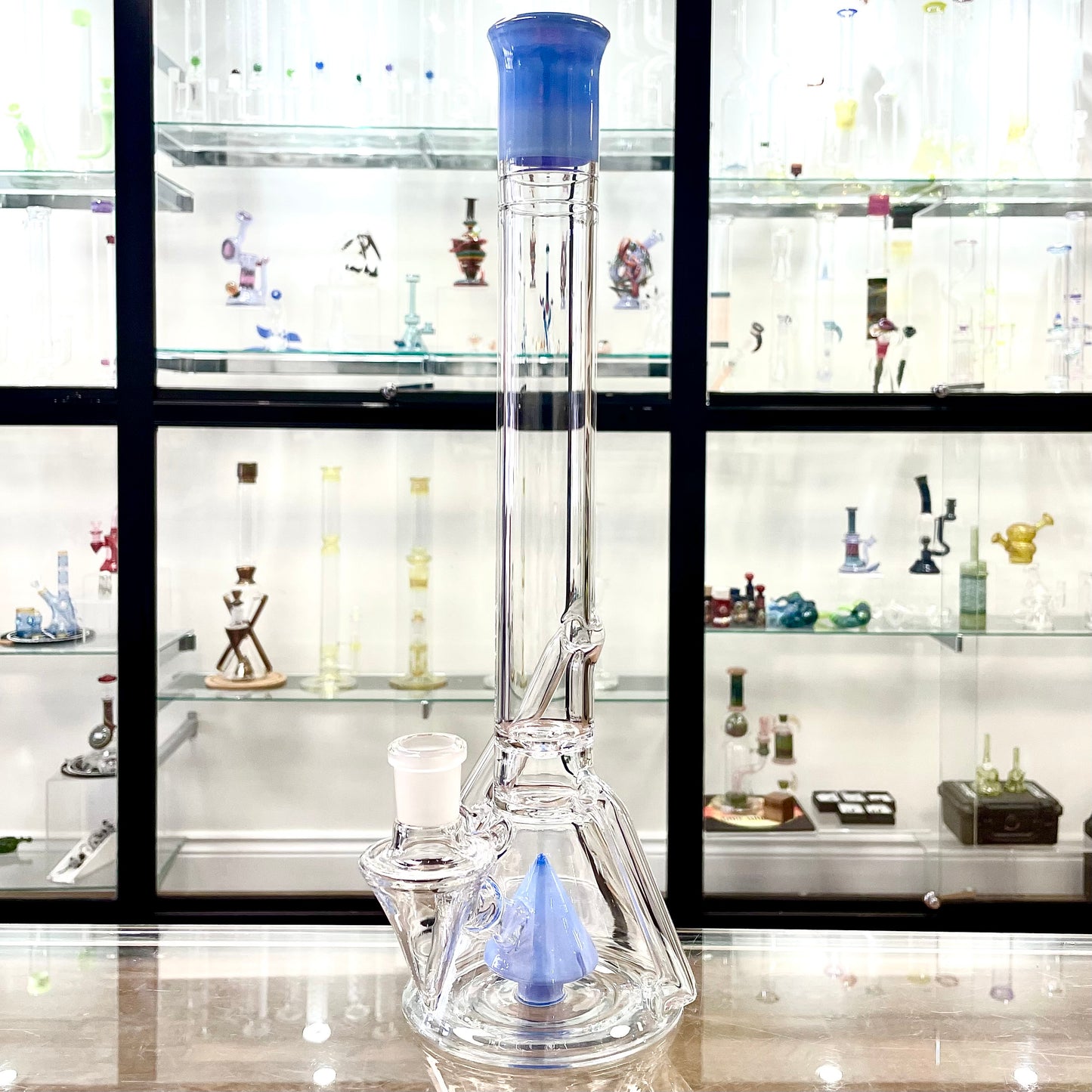Discobox Large Colour Accented Fixed Single Recycler Beaker - Opal Skyline