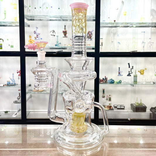 Red Heady Dual Uptake Honeycomb Fab Recycler Tube