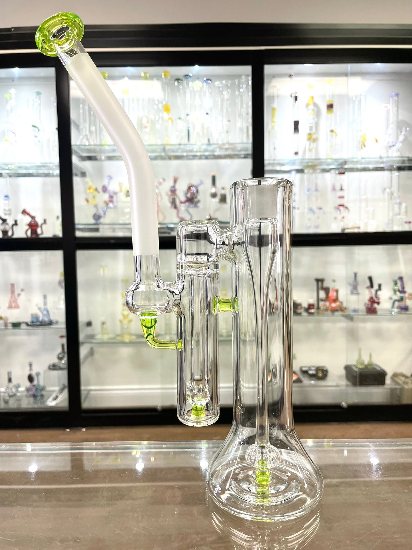 Green Belt Colour Accented Double Bubbler 18mm - Ion