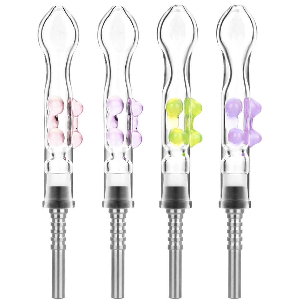 Flat Pinch Dab Straw w/ Titanium Tip - 6" / Colours Vary