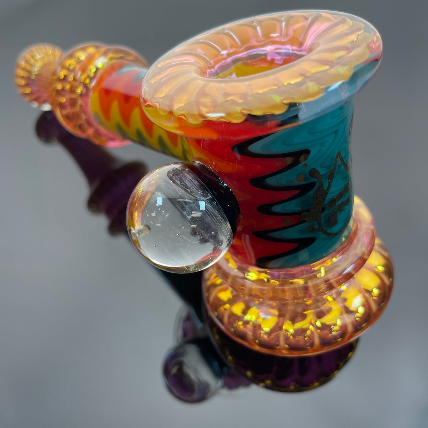 Pulsar Gold Fume Wig Wag Bubbler - 5.7"