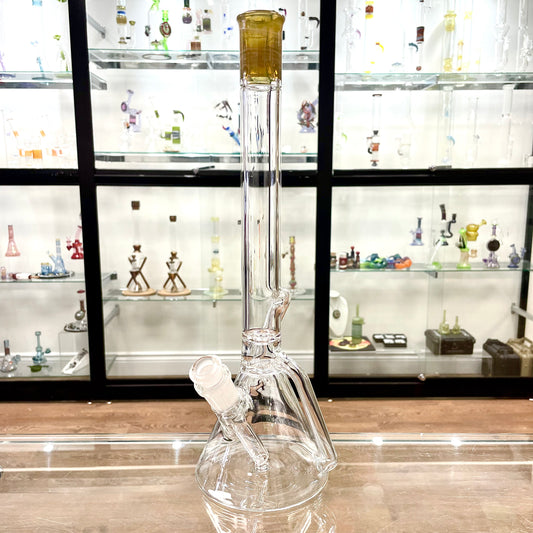 Discobox Colour Accented Single Recycler Beaker w/ Removable Stem - Silver Serum / Opal Yellow