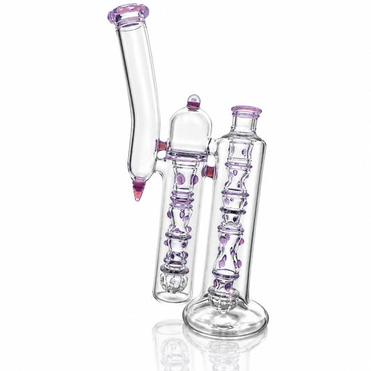 Blazed Colour Accented Double Bubbler - Pink Slyme