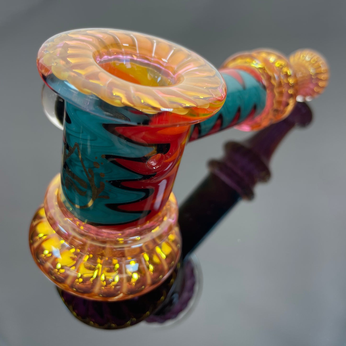 Pulsar Gold Fume Wig Wag Bubbler - 5.7"