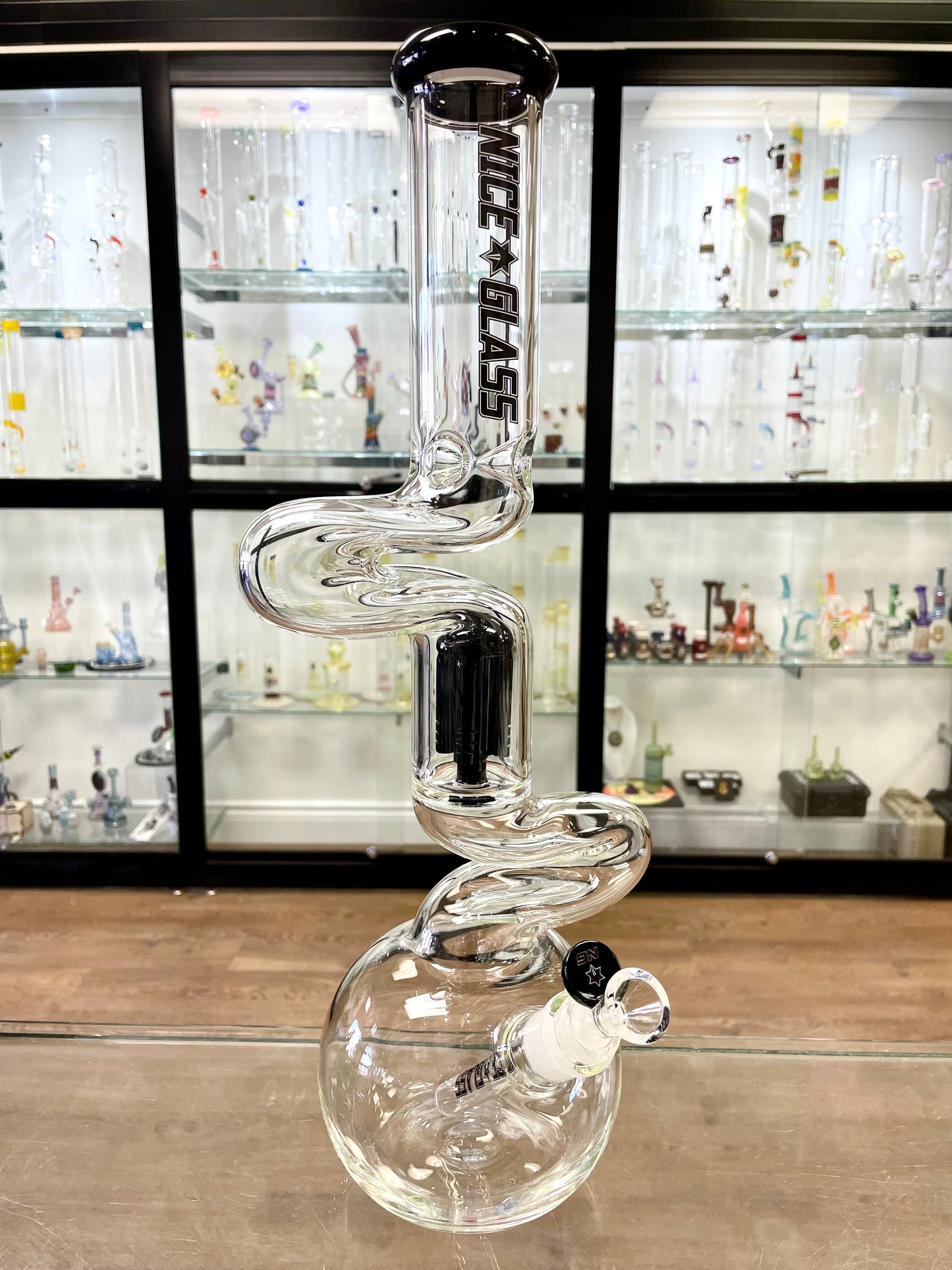 Nice Glass 18" Double Kink Zong w/4Arm Perc