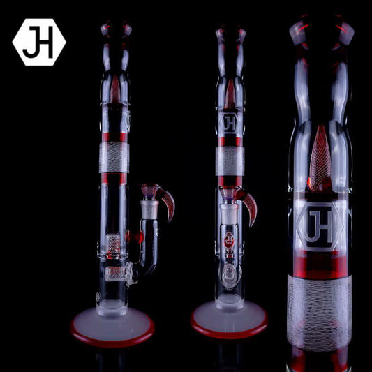 Jhoney 17" Dual Retti Perc Tube w/ Retti Splash Guard & Neck Section - Pomegranate