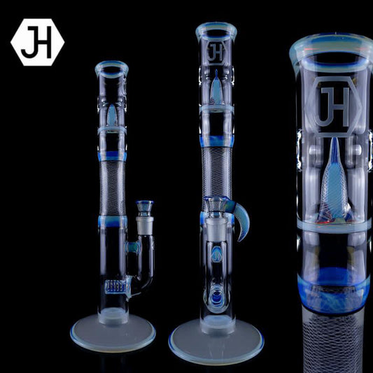 Jhoney 15.5" Stemline w/ Colour Mouthpiece, Perc with retti Neck & Splash Guard - Glopal (UV)