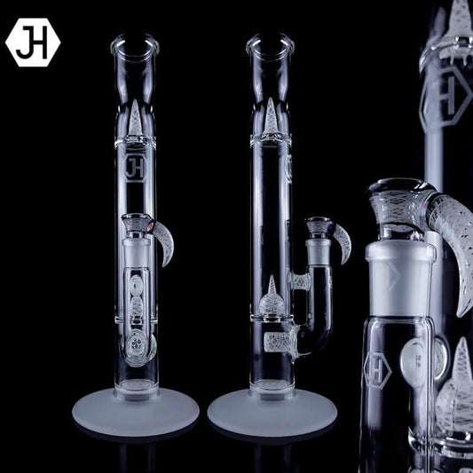 Jhoney 15.5" Dual Retti Perc Tube w/ Retti Splash Guard - Star White