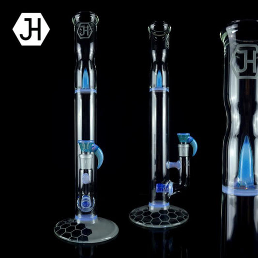 Jhoney 17.5" Colour Stemline w/ Retti Splash Guard - Neo Opal colour accents, Aqua Retti Perc