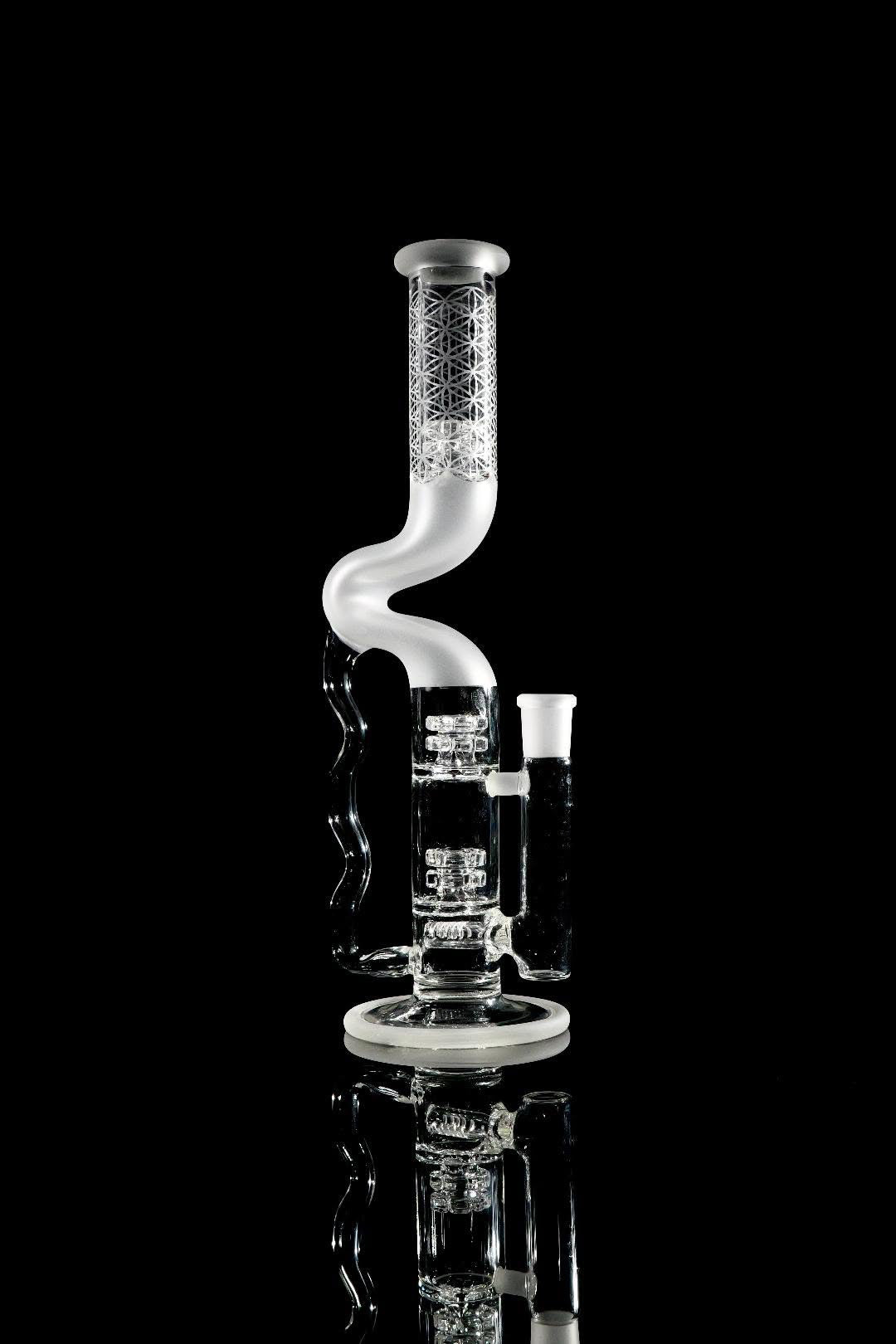 Gnob Glass Bent Neck Prototype Recycler w/ Sandblasting - #19