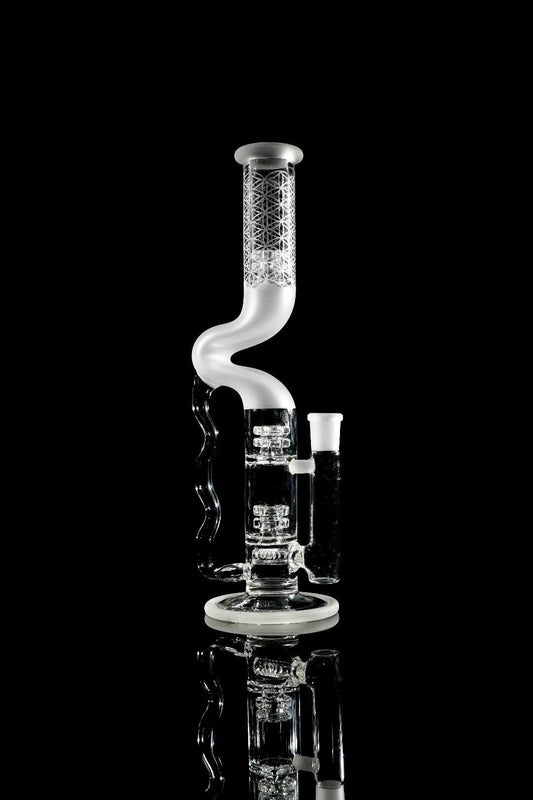 Gnob Glass Bent Neck Prototype Recycler w/ Sandblasting - #19