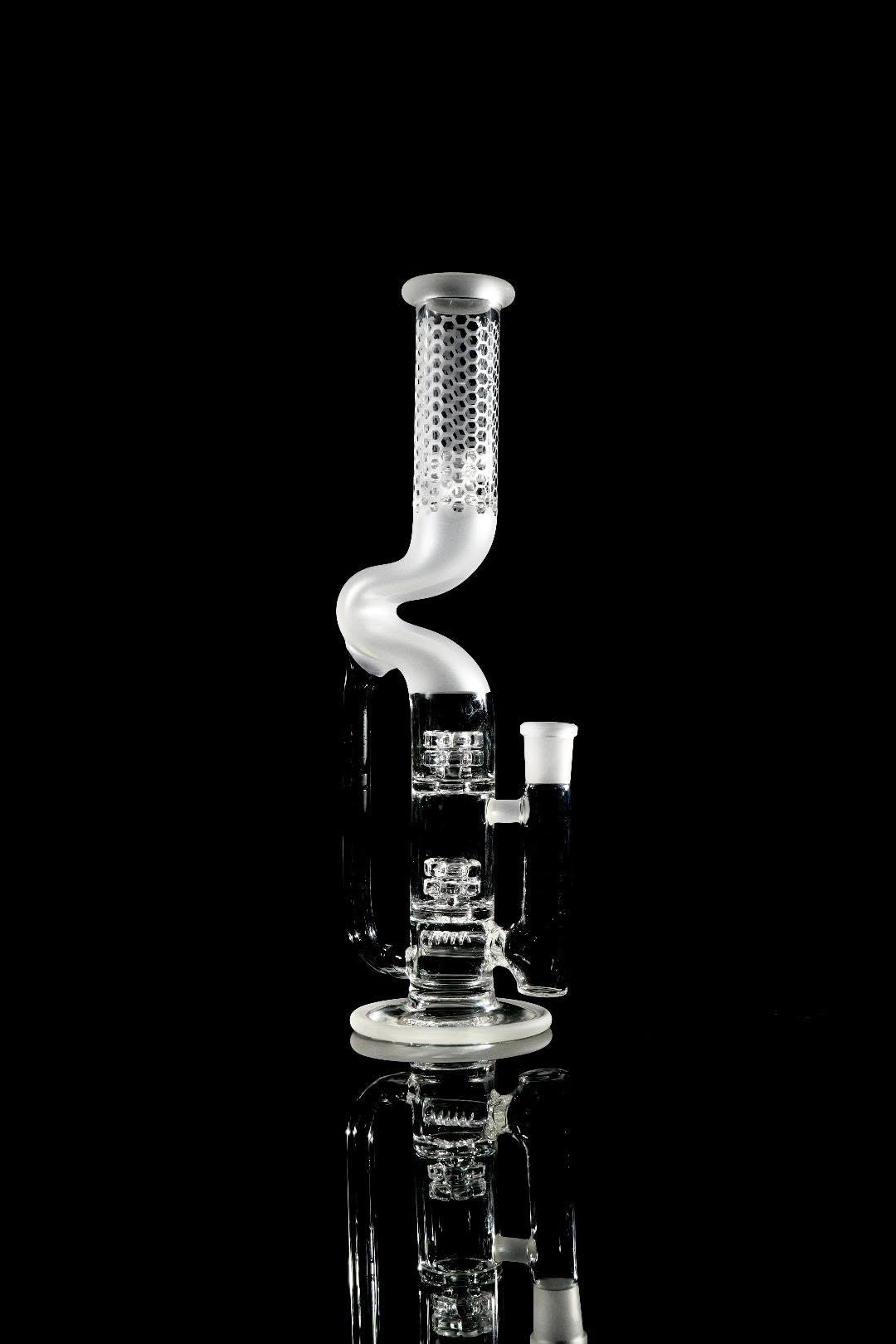 Gnob Glass Bent Neck Prototype Recycler w/ Sandblasting - #18