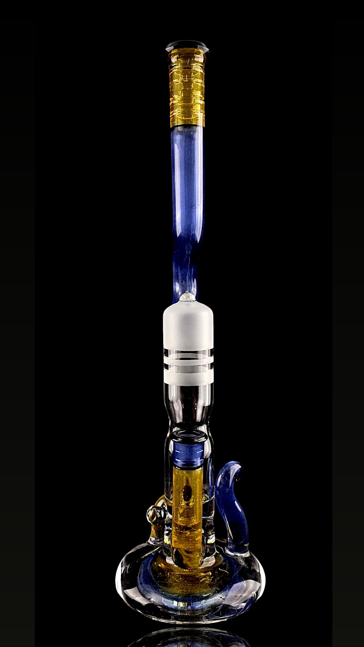 Titz Worked Double Bore Bent Neck Inline Tube w/ Hollow Foot