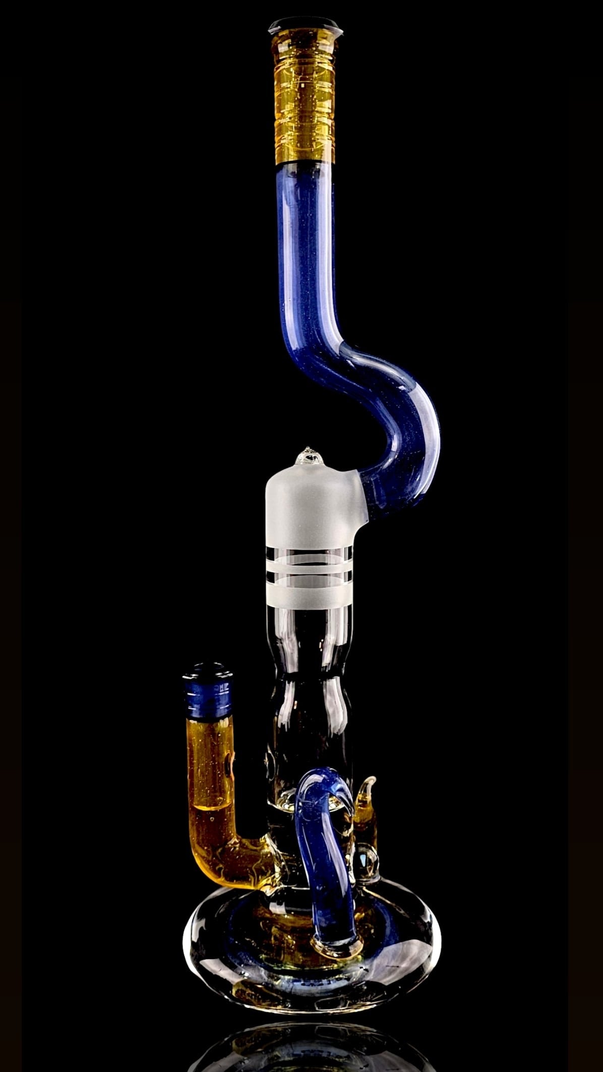 Titz Worked Double Bore Bent Neck Inline Tube w/ Hollow Foot