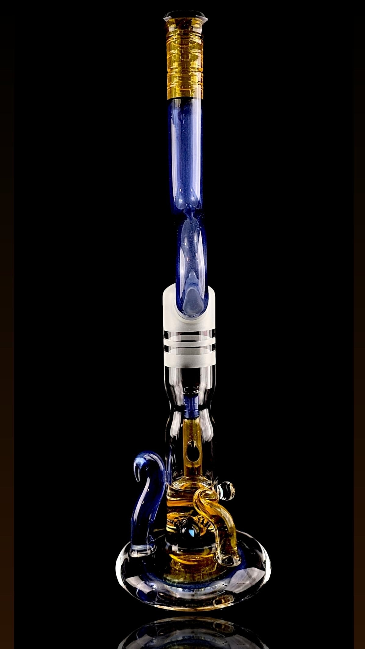 Titz Worked Double Bore Bent Neck Inline Tube w/ Hollow Foot