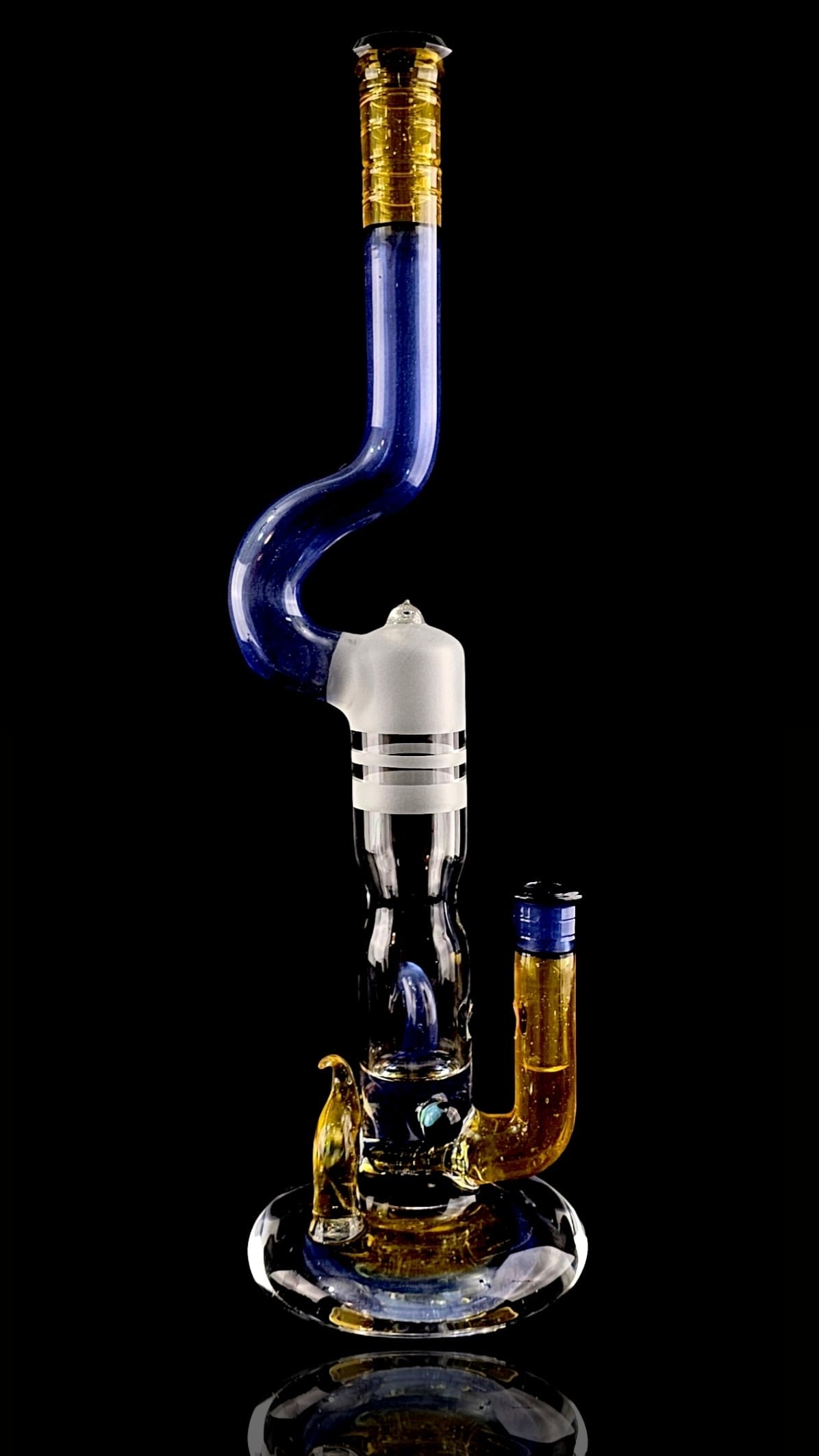 Titz Worked Double Bore Bent Neck Inline Tube w/ Hollow Foot