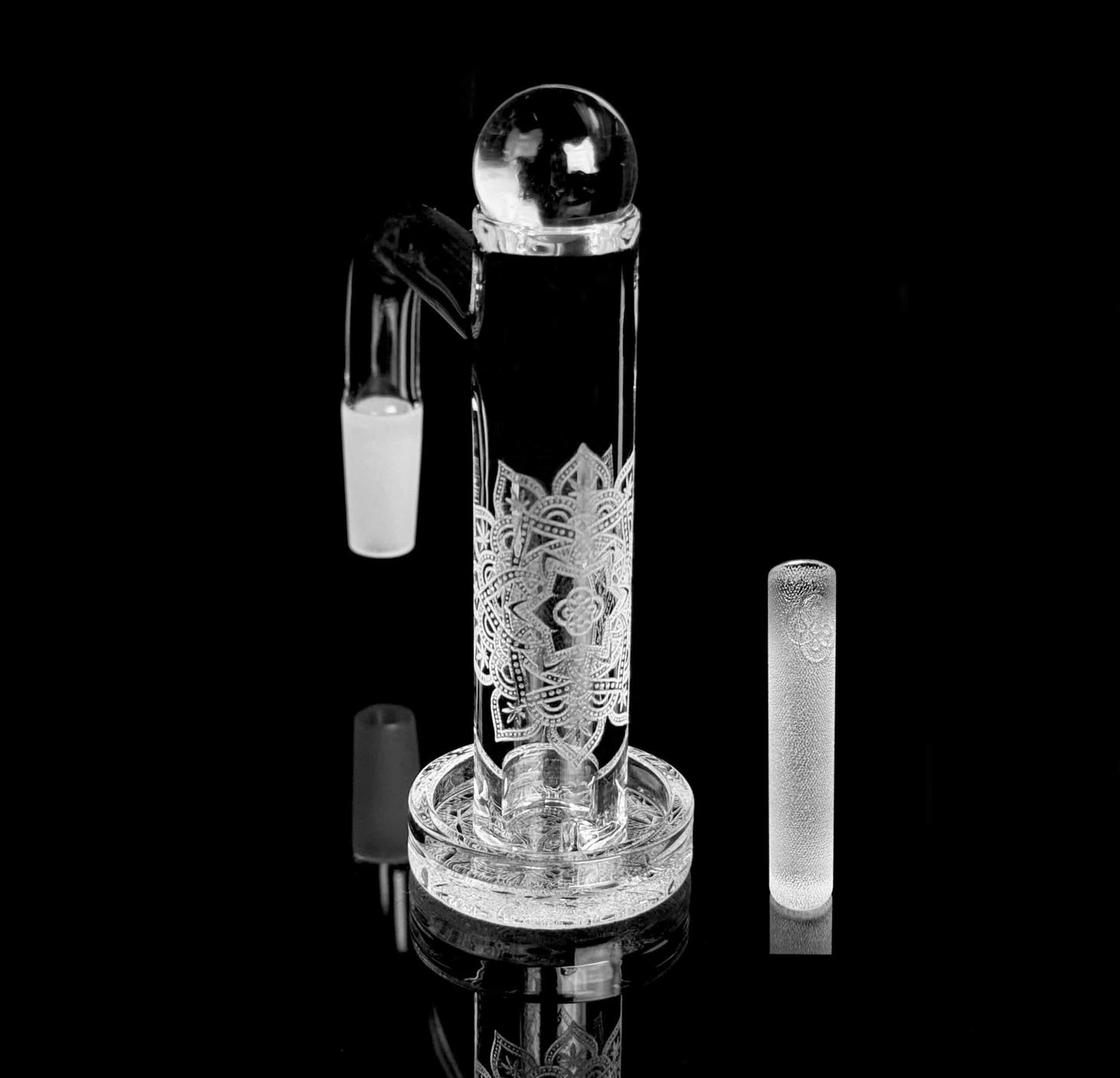 Eternal Quartz Terp Splitter Tower - Herb Mandala Engraved w/ Lattice Pillar