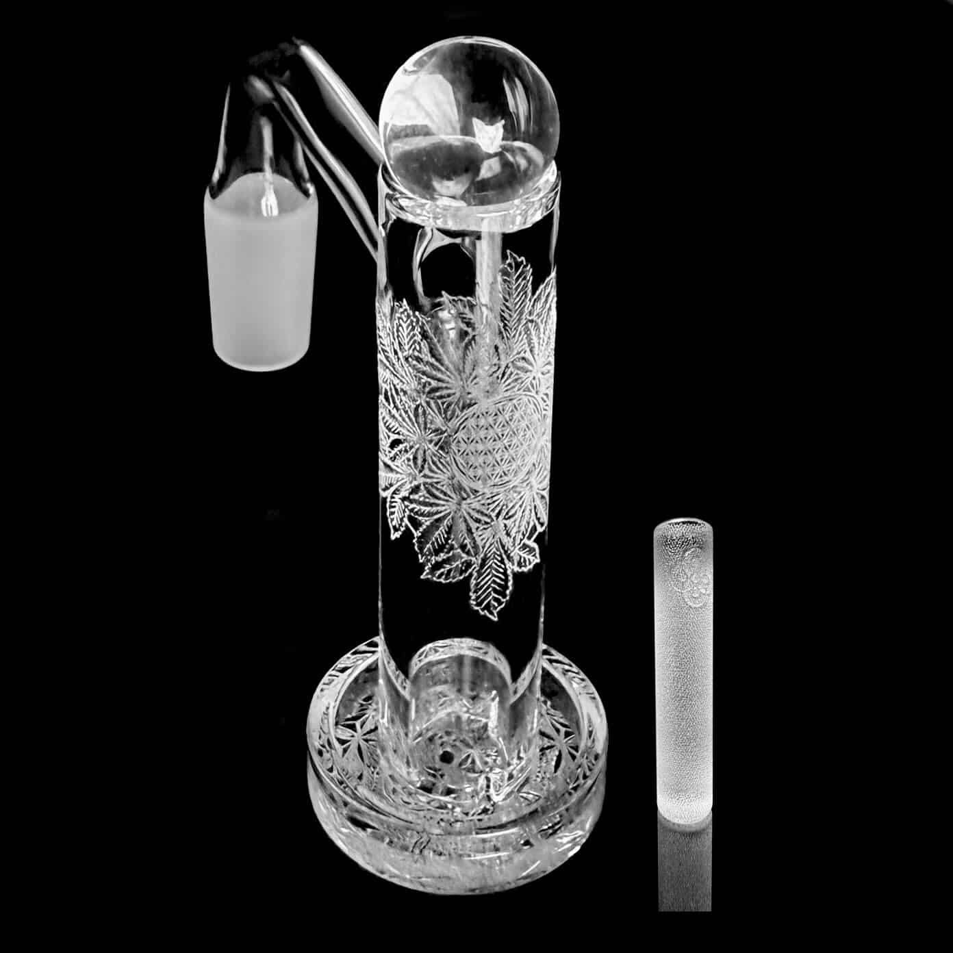 Eternal Quartz Terp Splitter Tower - Sacred Geo Engraved w/ Lattice Pillar