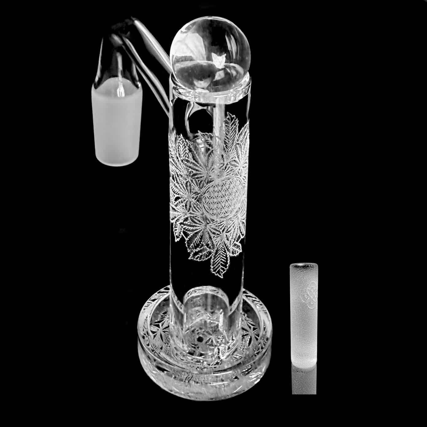 Eternal Quartz Terp Splitter Tower - Sacred Geo Engraved w/ Lattice Pillar