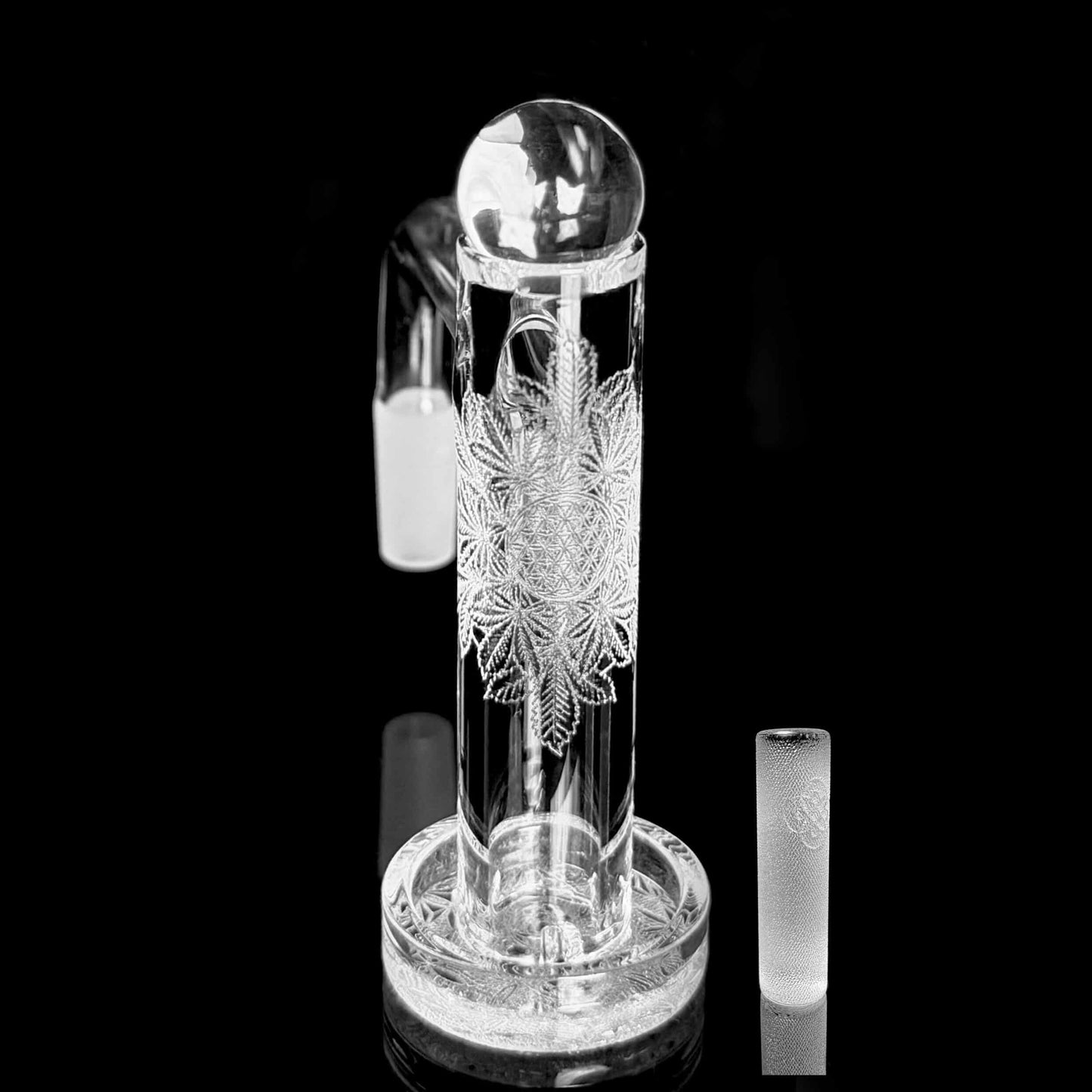 Eternal Quartz Terp Splitter Tower - Sacred Geo Engraved w/ Lattice Pillar