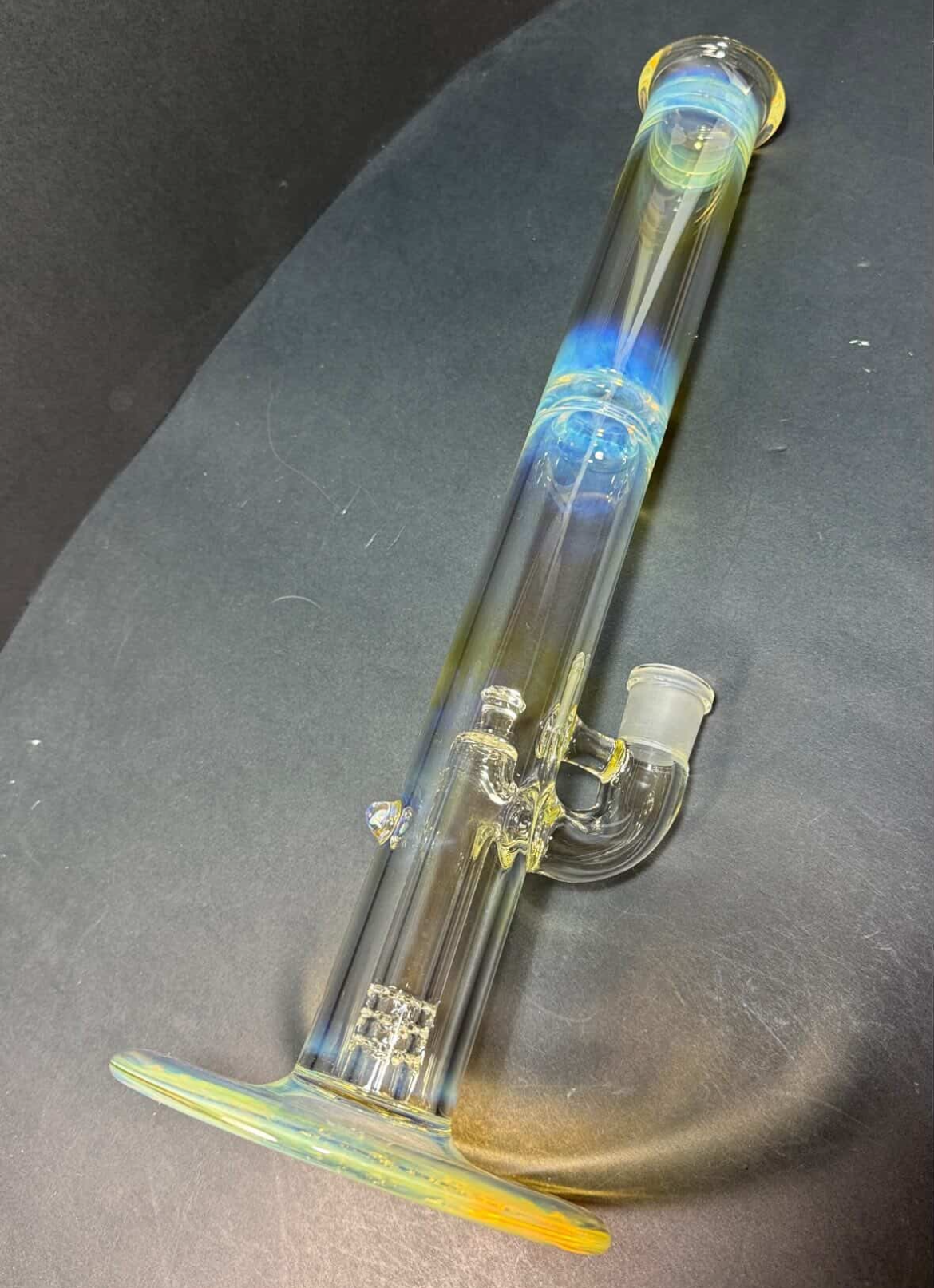 Jamms Straight Tube w/ 360° Pillar Perc - Clear w/ Fuming & Opal