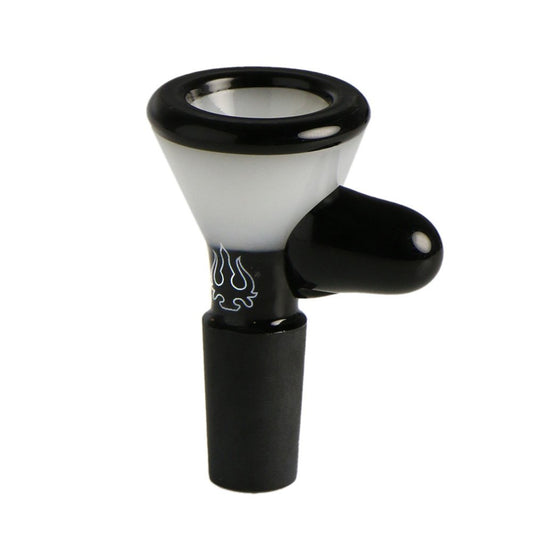 Hydros Glass 14mm Cone Bowl - White & Black