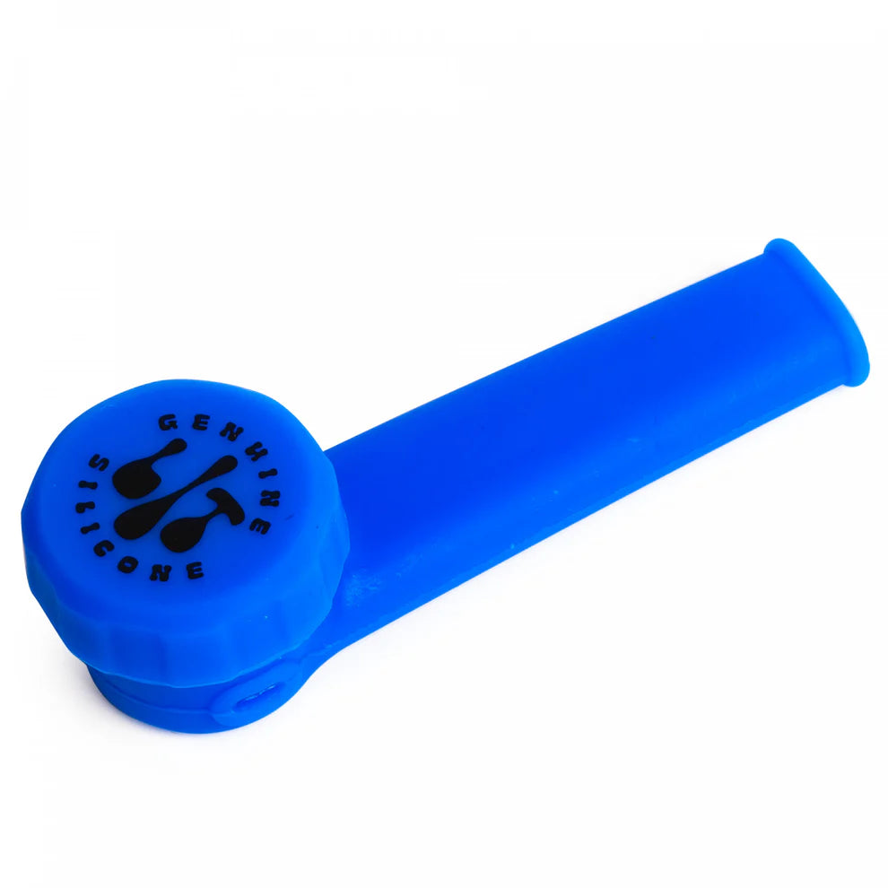 Lit 3.5" Silicone Hand Pipe w/ Metal Screen - Blue