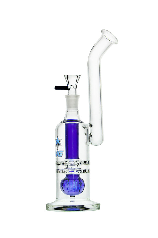 Nice Glass 12" Double Disc Bubbler W/Gridded Ball Perc