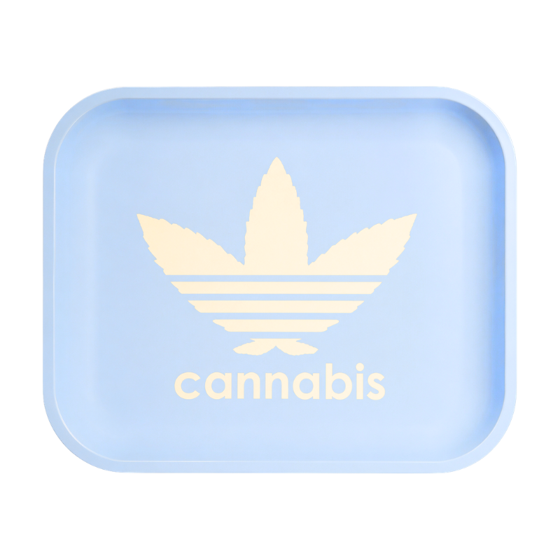 Baby Blue Cannabis Leaf Large Rolling Tray