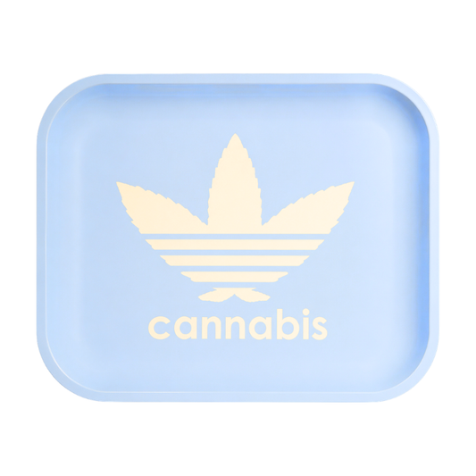 Baby Blue Cannabis Leaf Large Rolling Tray