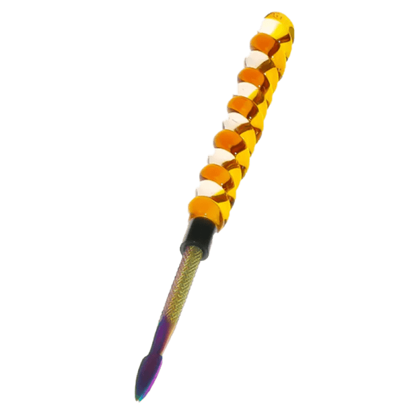 Busy Line 6″ Twirly Glass & Stainless Steel Dab Tool - Various Colours