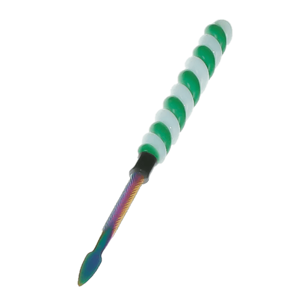 Busy Line 6″ Twirly Glass & Stainless Steel Dab Tool - Various Colours