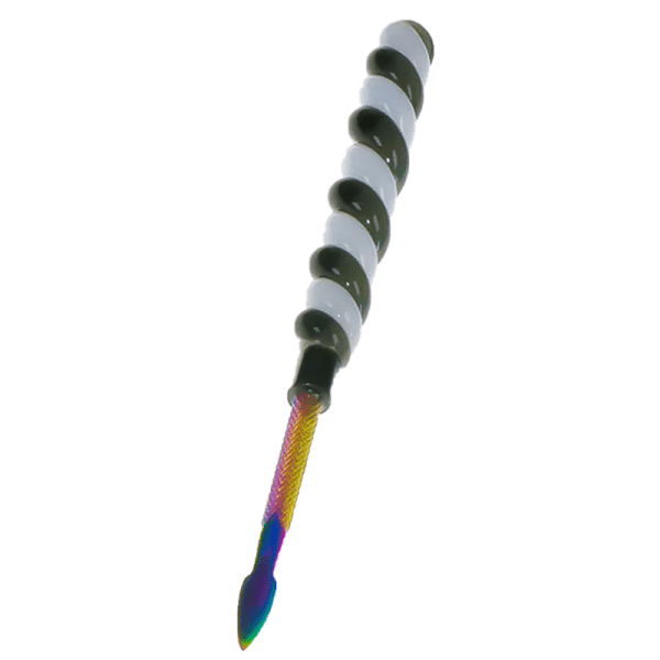 Busy Line 6″ Twirly Glass & Stainless Steel Dab Tool - Various Colours