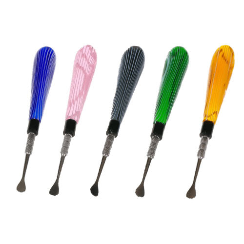 Busy Line 5" Glass Handle Stainless Steel Dab Tool - Various Colours