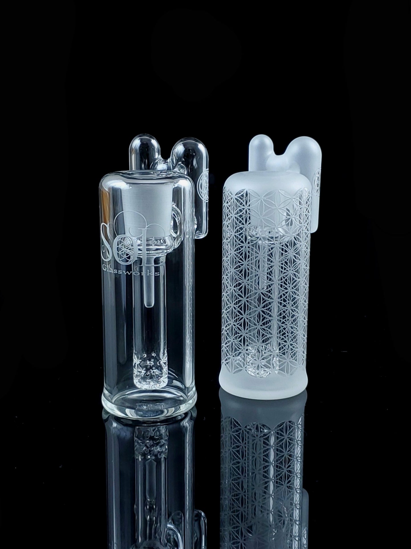 Seed Of Life Ash Catcher w/ Lace Perc 18mm 90 - Full Clear