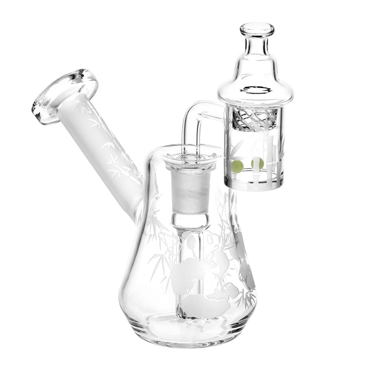 Compact Travel Etched Dab Rig Set - 5.5" - w/ 14mm Banger, Pearls, Spinner Cap