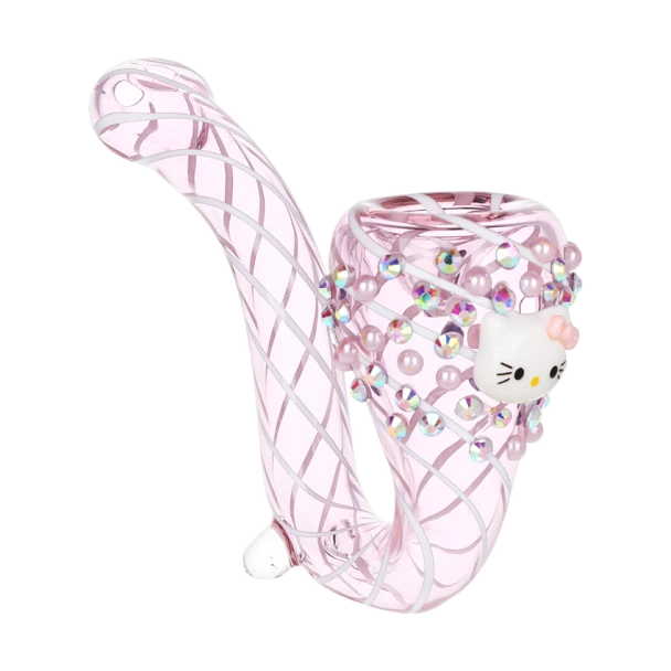 Unbranded 5.25" Greetings Kitty Glass Sherlock Hand Pipe - Pink