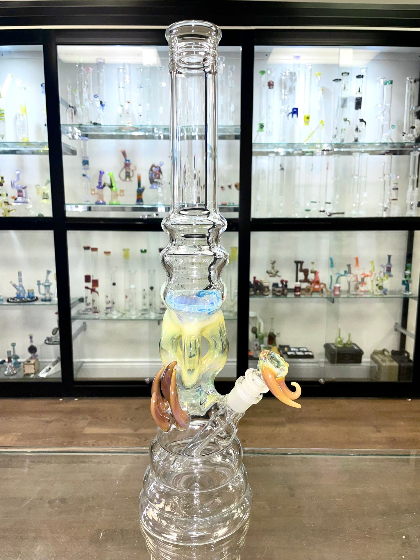 Gibson's Glass 17.5" Triple Threat Tube w/ Yellow Accents