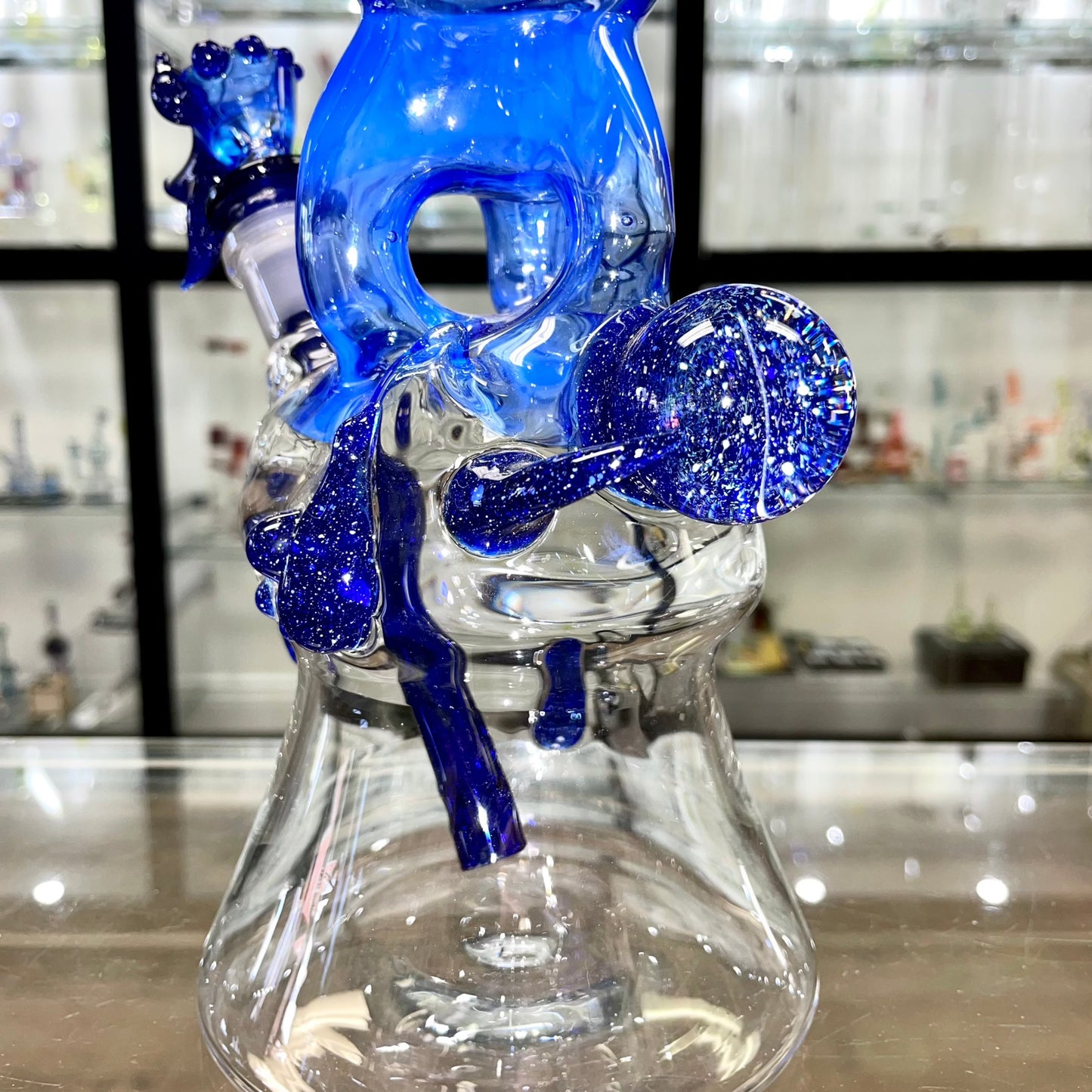 Gibson's Glass 17.5" Triple Threat Tube w/ Blue Blizzard Accents