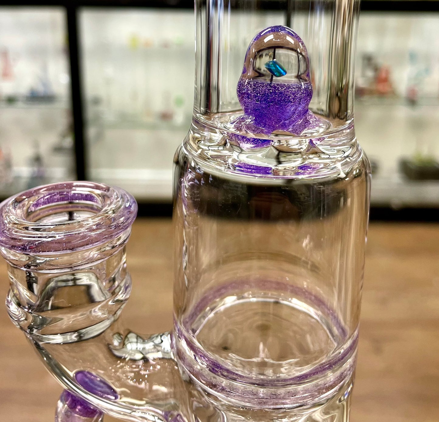 Blazed Mini Pillar Tube w/ Double Bore Straight Neck & Hollow Foot - Purple Lollipop