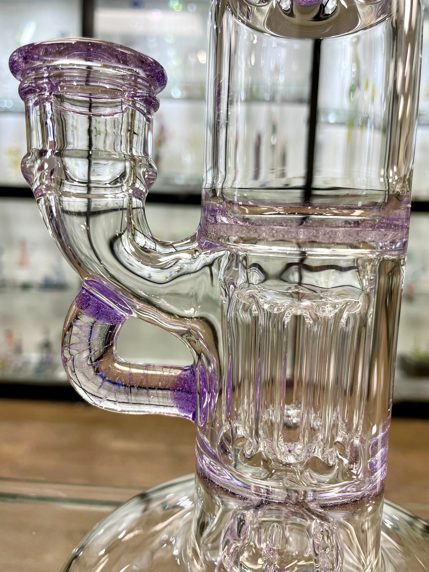 Blazed Mini Pillar Tube w/ Double Bore Straight Neck & Hollow Foot - Purple Lollipop