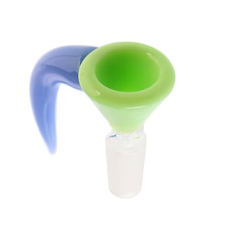 Hydros Glass 14mm Two Colour Horn Bowl - Blue/Green