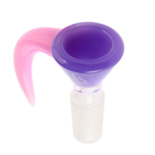 Hydros Glass 14mm Two Colour Horn Bowl - Pink/Purple