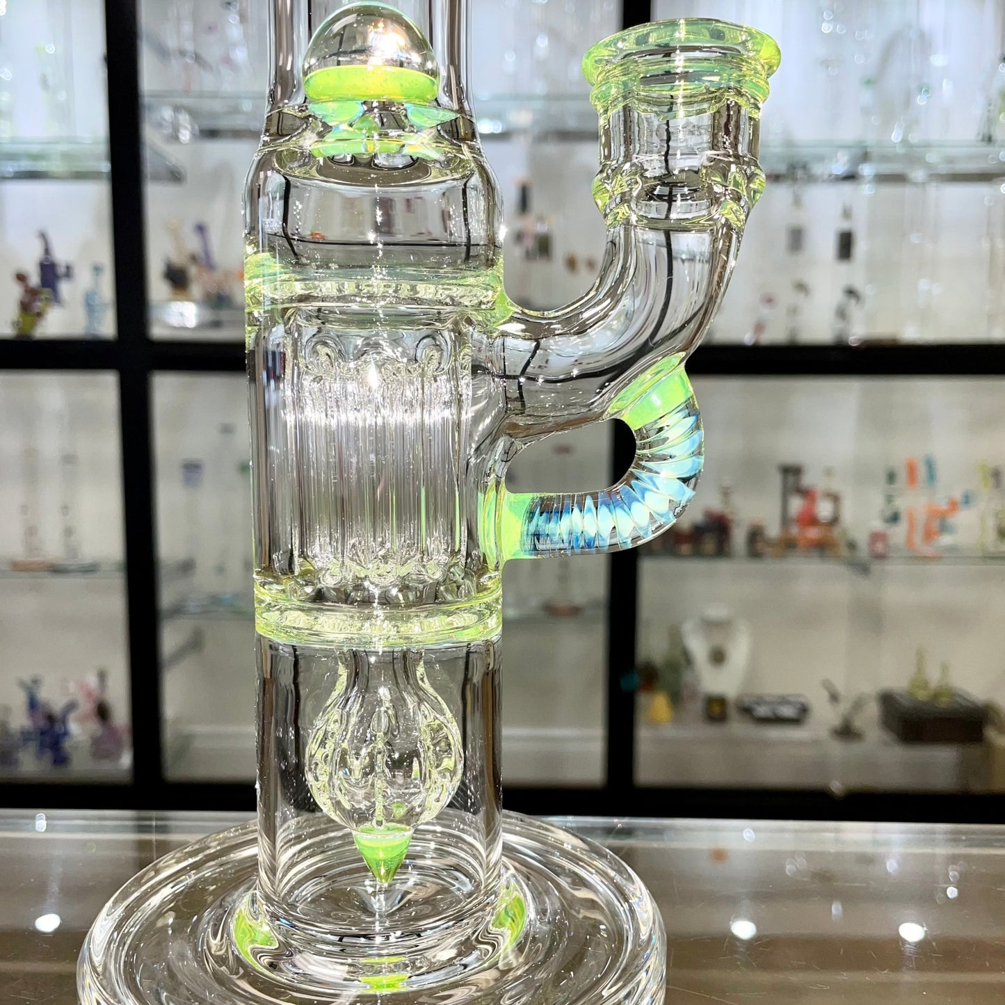 Blazed Mini Pillar Tube w/ Double Bore Straight Neck - Slyme Accents